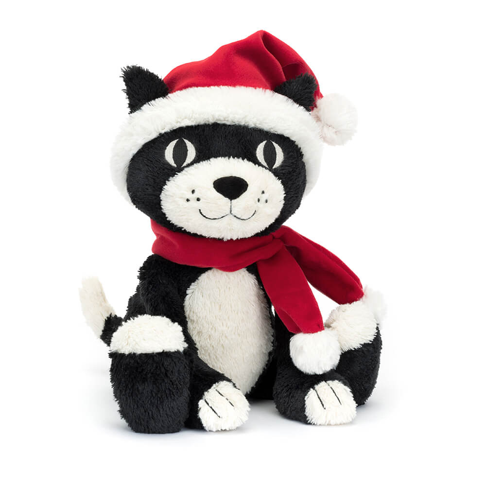 Kuscheltier Katze "Christmas Jack" - 32 cm (Weiß/Schwarz)