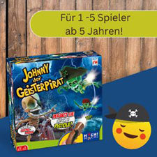Kinderspiel-Box mit Geisterpiraten-Design, farbenfrohe Verpackung mit Spielhinweisen