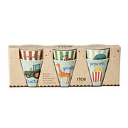 Kinderbecher-Set aus Melamin, bunt bedruckt, Motivbox mit mehreren Bechern