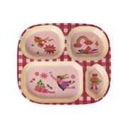 Melamin Kinderteller mit 4 Fächern "Hero" - 24,5x21,5 cm (Pink)