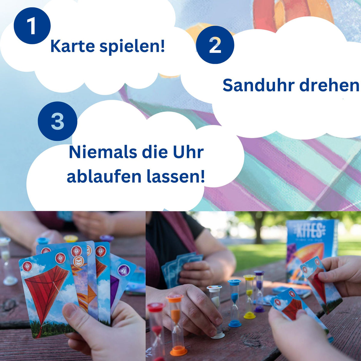 Drachen-Spielset mit Kartendecks und Sanduhren zum Drehen