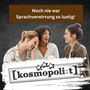 Kosmopolit Spielrunde mit Karten: mehrere Personen am Tisch, lachen und sprechen