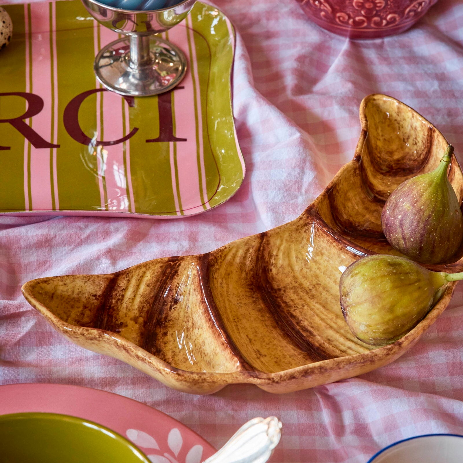 Keramikteller "Croissant" - 30x18x4 cm (Braun)