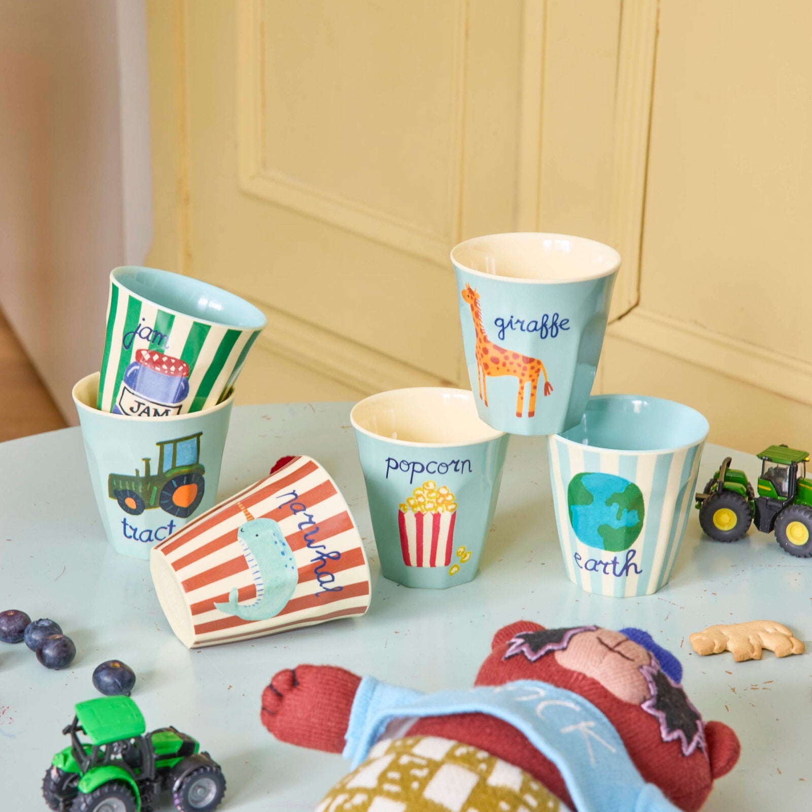 Melamin Kinderbecher "ABC" im 6er-Set - S (Bunt)