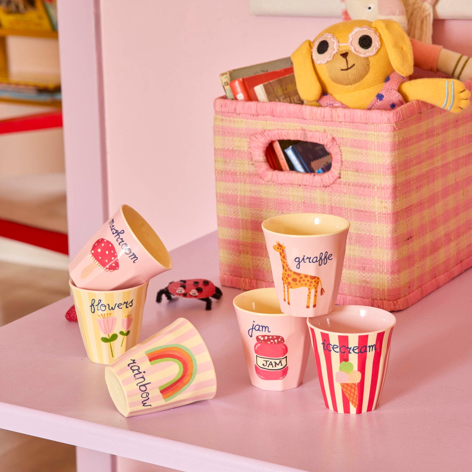 Melamin Kinderbecher "ABC" im 6er-Set - S (Pink)