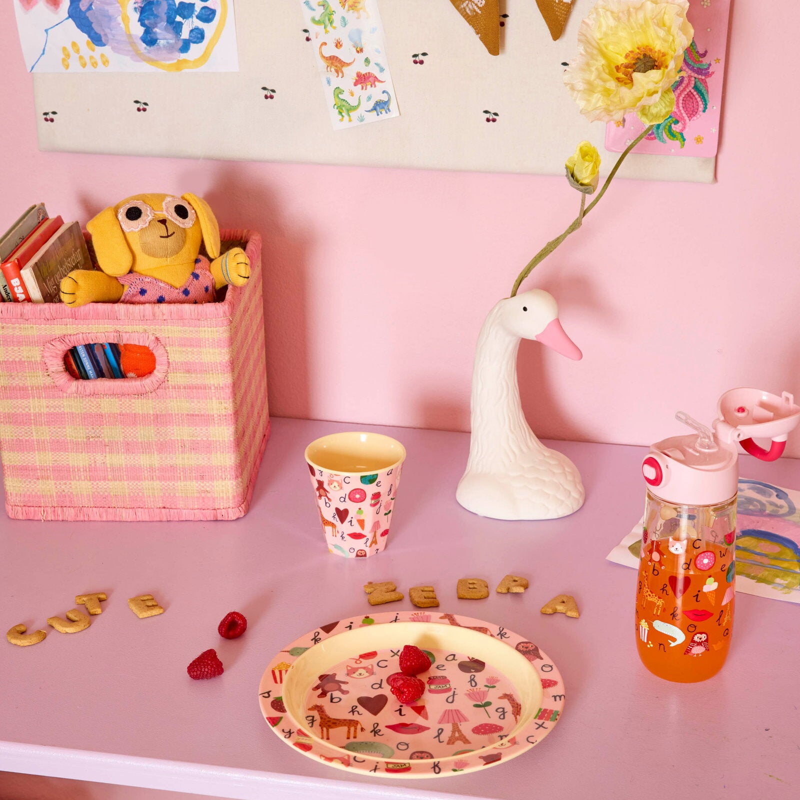 Melamin Kinderteller "ABC" - 22 cm (Pink)