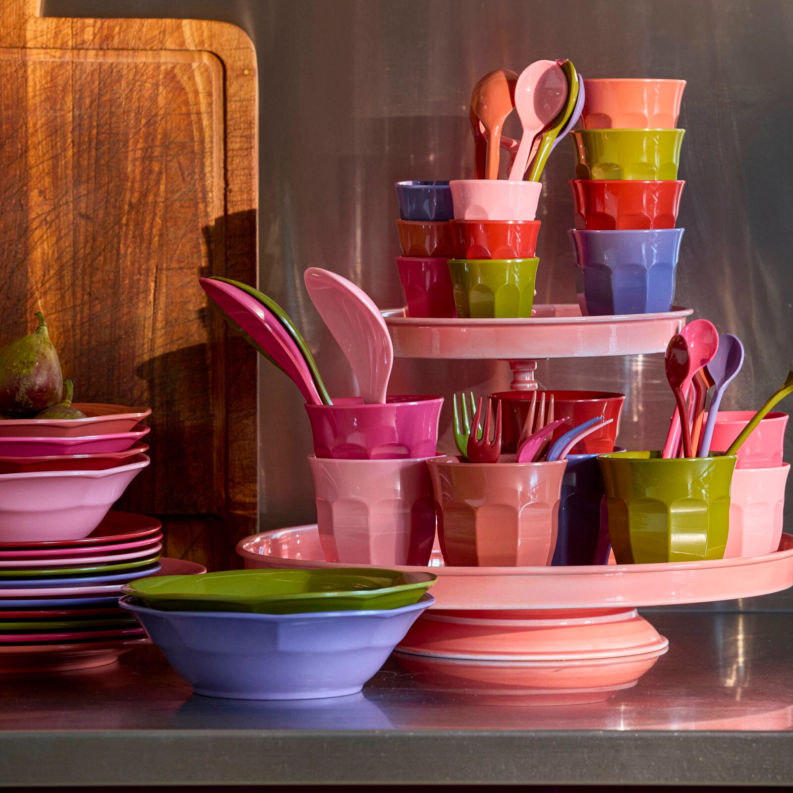 Bunte Melamin-Rundteller, 25 cm, rund, 6er-Set