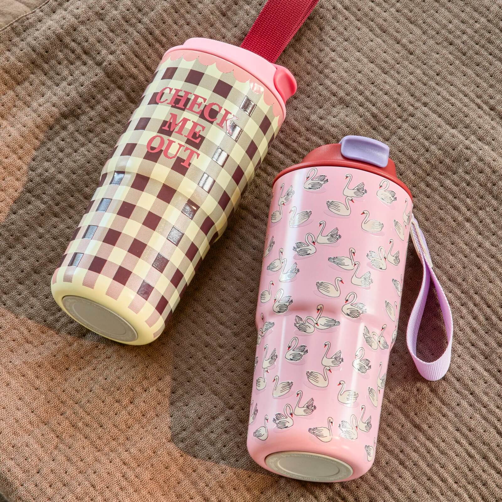 Edelstahl Thermobecher "Swan in Paris" - L (Rosa)