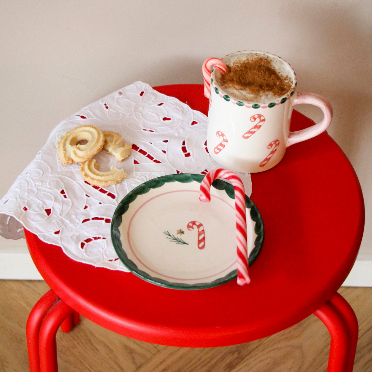 Keramiktasse "Christmas - Candy Canes" - 420 ml (Creme)