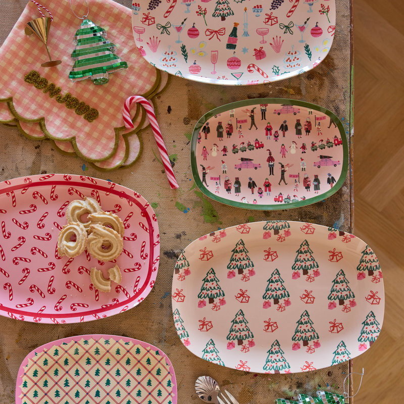 Melamin Rechteckige Platte "Xmas Galore" - 30x22 cm (Rosa)