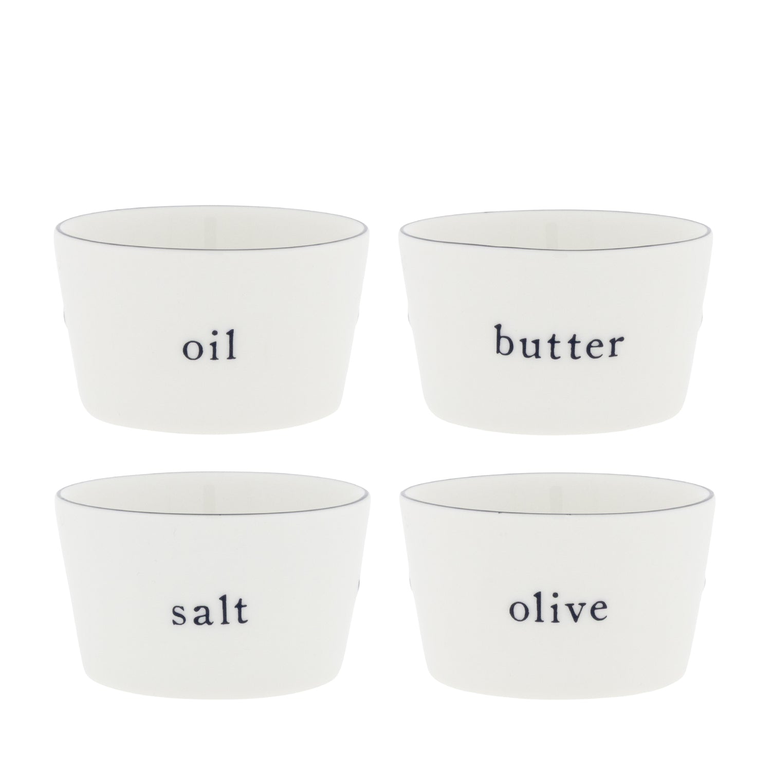 Schalenset für Salz, Butter, Öl, Oliven - 8x4,5 cm (Weiß/Schwarz)