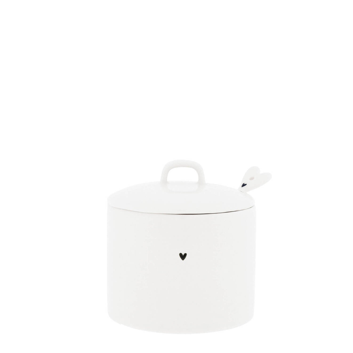 Zuckerschale "Heart" - 8,5x9 cm (Weiß/Schwarz)