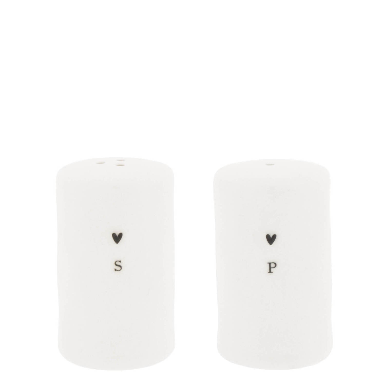 Salz- & Pfefferstreuer "Heart" - 11x6x8 cm (Weiß/Schwarz)