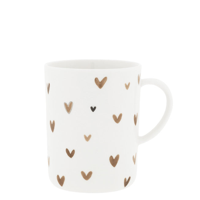 Teetasse "Hearts" (Weiß/Braun)