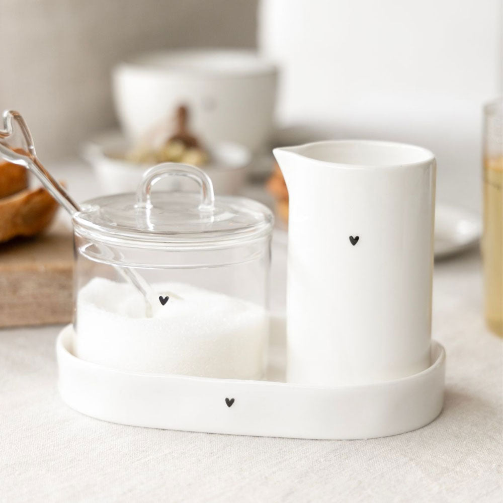 Ovales Tablett für Milch und Zucker - 16,5x10x2 cm (Weiß)