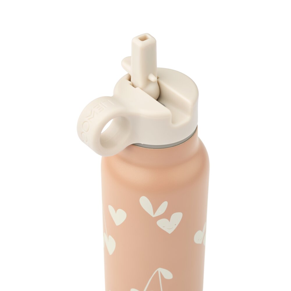 Wasserflasche 350 ml mit klappbarem Ausgießer und Trageschlaufe, Herzdesign