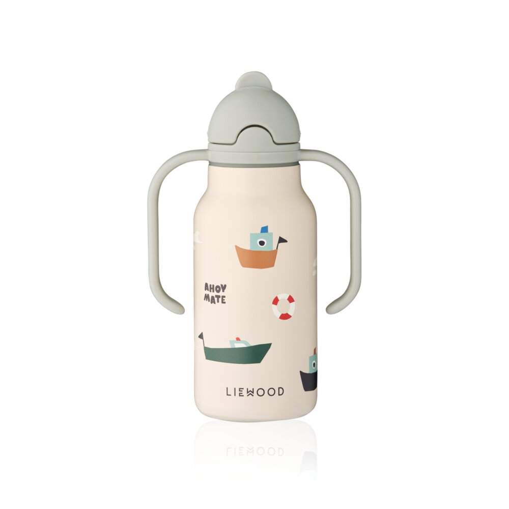Sandy Wasserflasche mit Tragegriffen, Schnabeldeckel und Segelboot-Motiv von Liewood