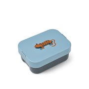 Brotdose aus Kunststoff, hellblau mit Tiger-Motiv und Schnappdeckel