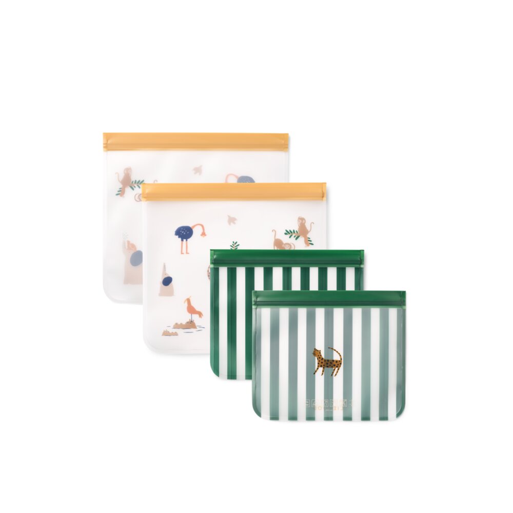 Wiederverwendbare Lebensmittelbeutel "Rebus -  All together" im 4er-Set (Sandy)