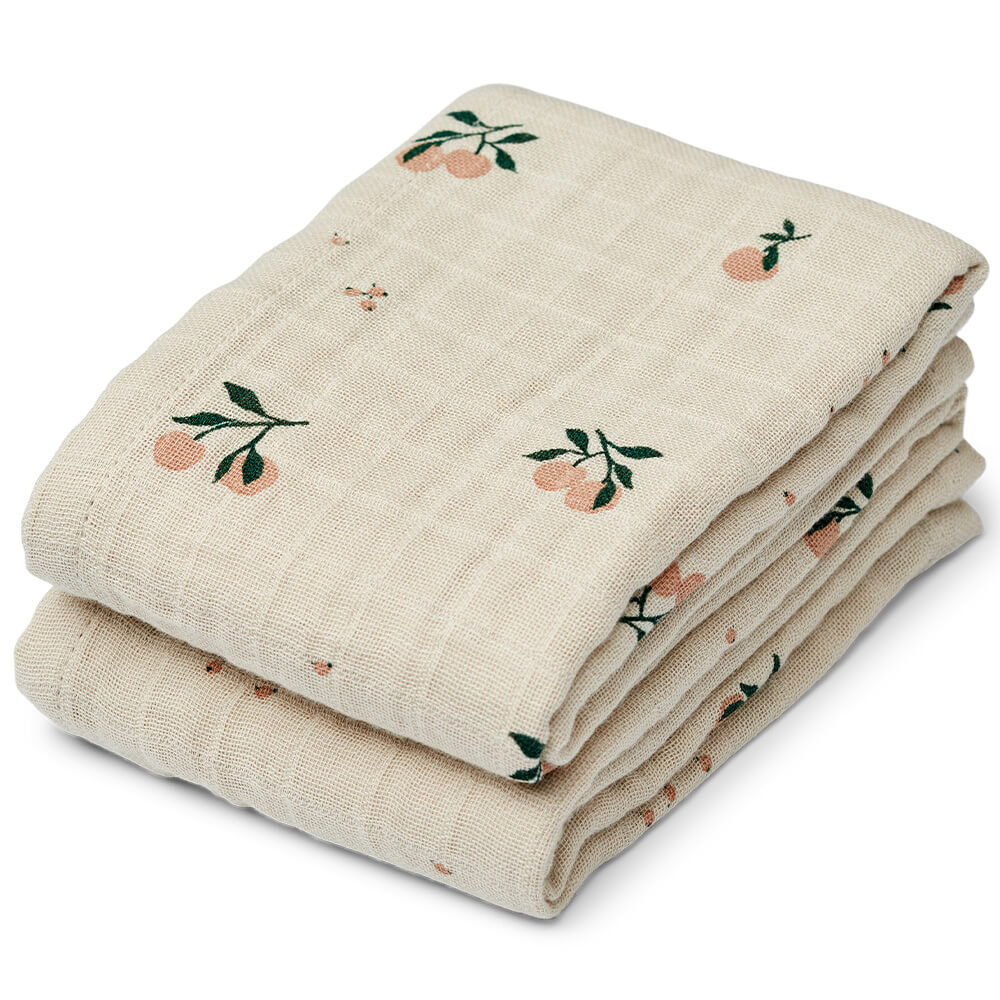 Musselintuch "Lewis - Peach" im 2er-Set - 65x65 cm (Sea Shell Mix)