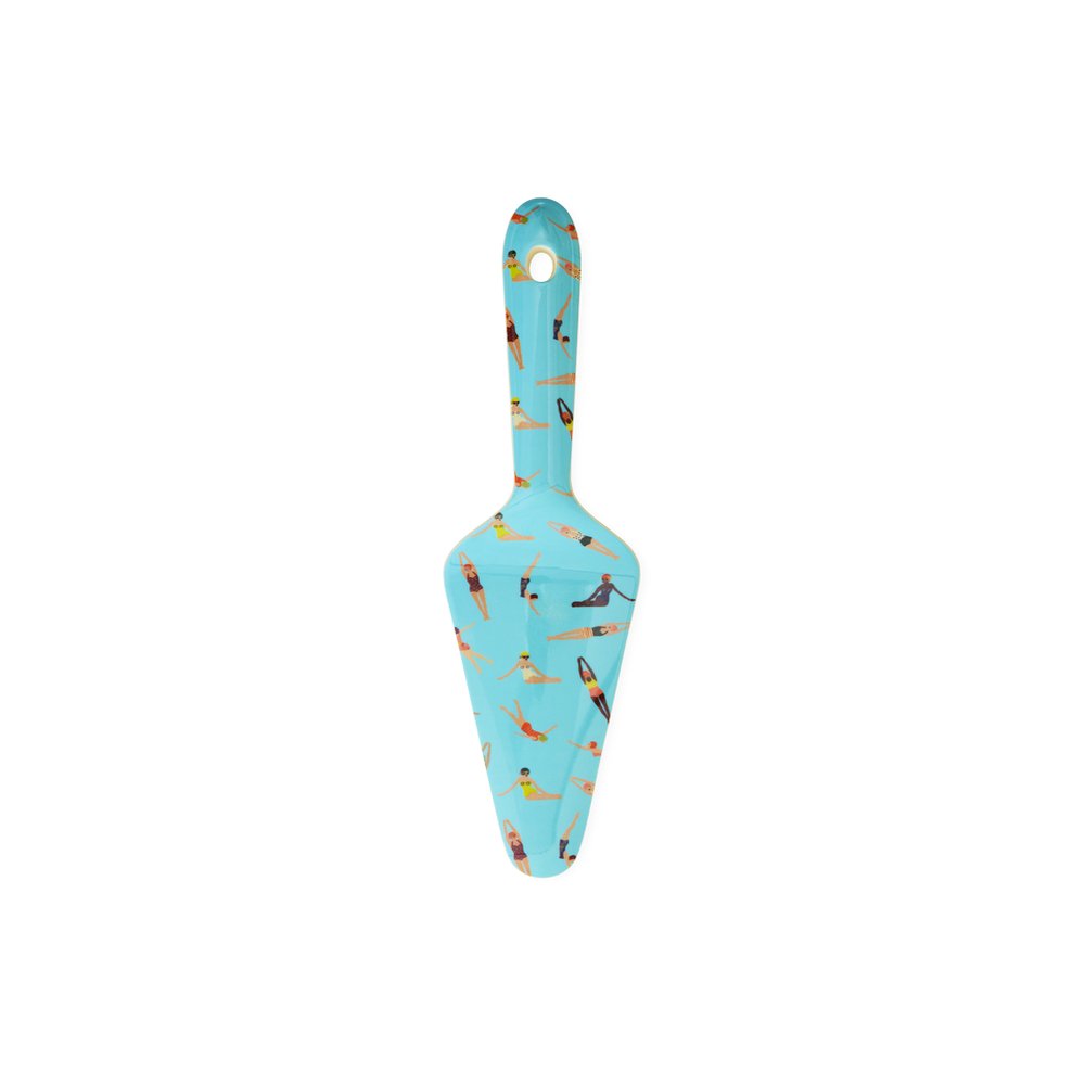 Tortenheber aus Melamin mit buntem Retro-Schwimmer-Print, längliche Form