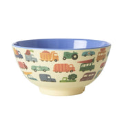 Melamin Schale "Happy Cars/Autos" - Medium (Natur/Dunkelblau)