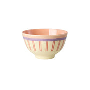 Melaminschale mit buntem Streifenmuster in Orange, Rosa und Lila, 300 ml.