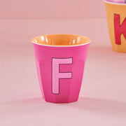 Melamin Becher "Buchstabe F" - Medium (Pink)