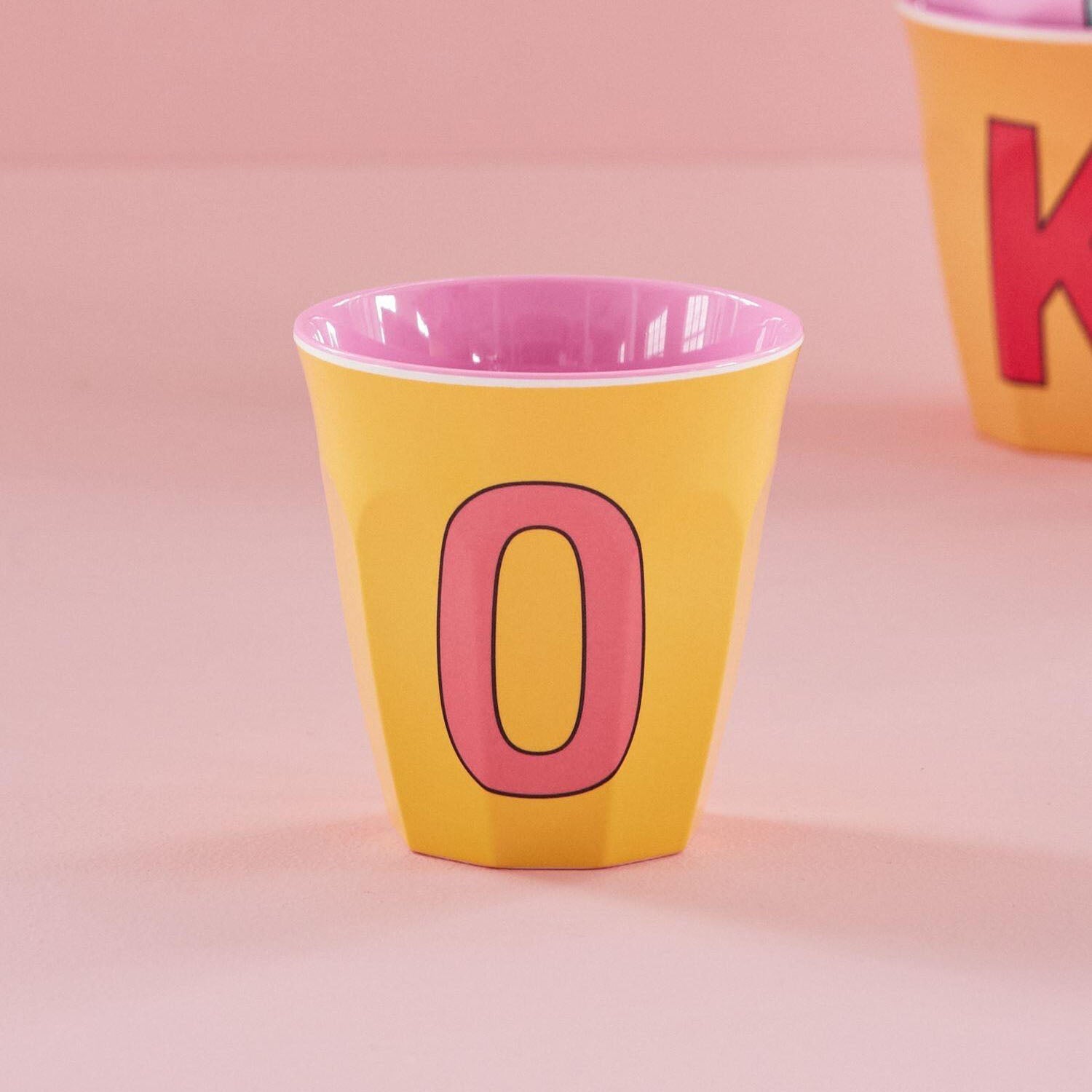 Melamin Becher "Buchstabe O" - Medium (Gelb) Rice