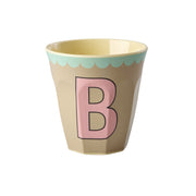 Melamin Becher "Vintage - Buchstabe B"- M (Beige)