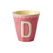 Melamin Becher "Vintage - Buchstabe D"- M (Salmon)
