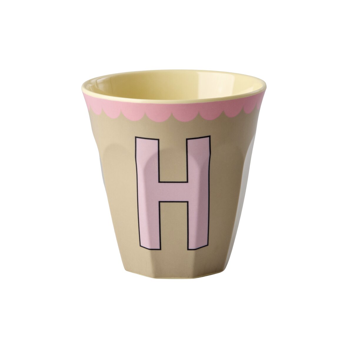 Melamin Becher "Vintage - Buchstabe H"- M (Beige)