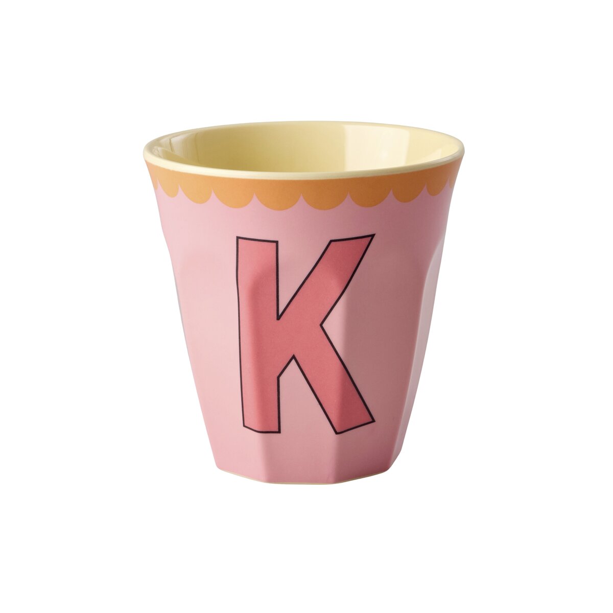 Melamin Becher "Vintage - Buchstabe K"- M (Pink )