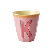 Melamin Becher "Vintage - Buchstabe K"- M (Pink )