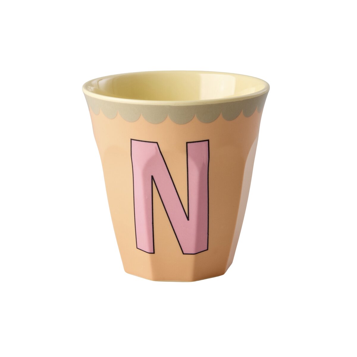 Melamin Becher "Vintage - Buchstabe N"- M (Peach)