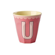 Melamin Becher "Vintage - Buchstabe U"- M (Salmon)