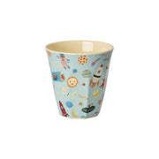 Melamin-Becher, 250 ml, hellblau mit Weltraum-Motiven, runder Becher