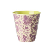 Melaminbecher mit lila Blumenprint und hellem Rand, 250 ml