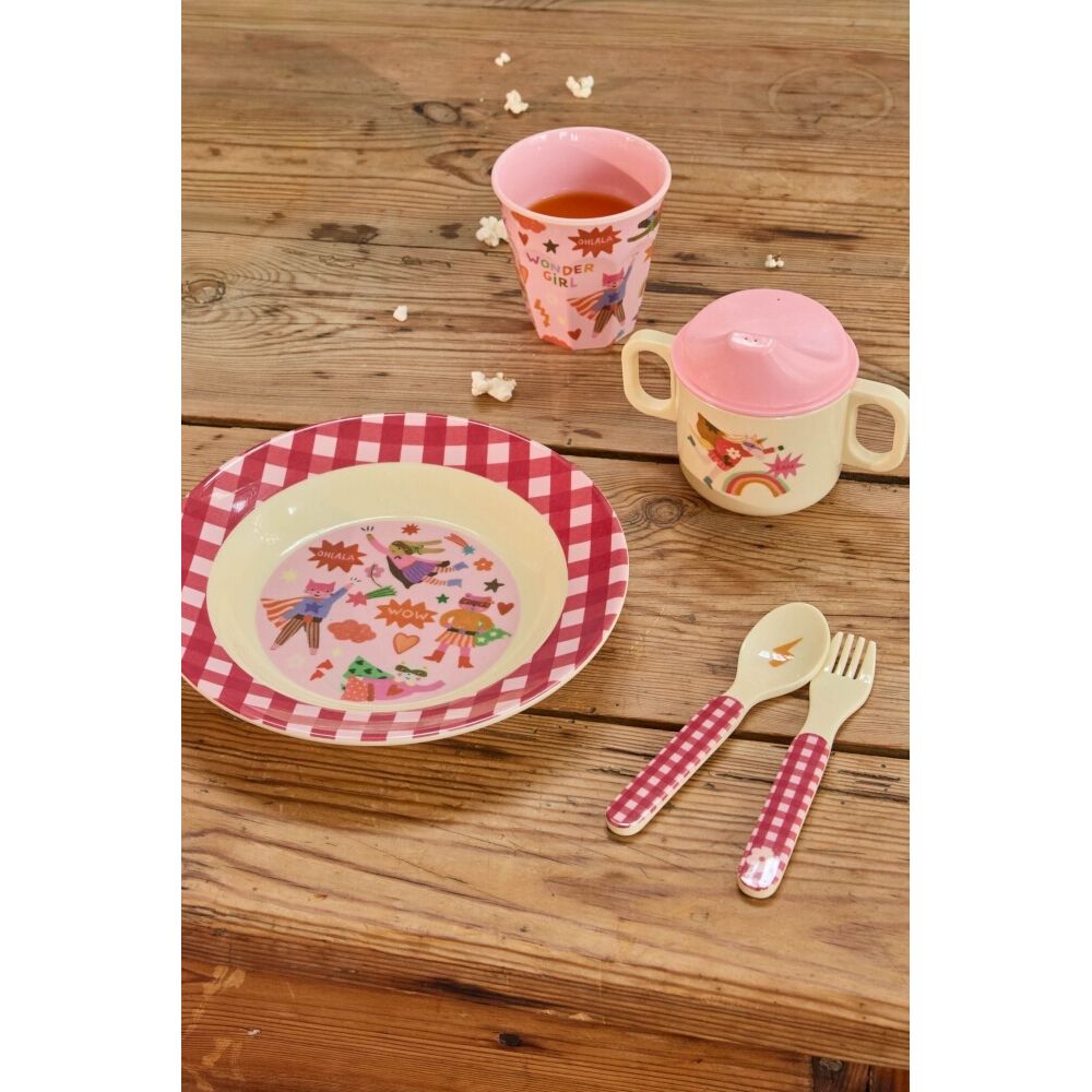 Rosa Melaminbecher mit „Wonder Girl“-Motiv, 250 ml