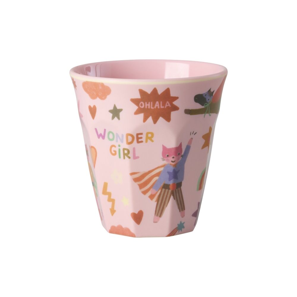 Rosa Melaminbecher mit „Wonder Girl“-Motiv, 250 ml