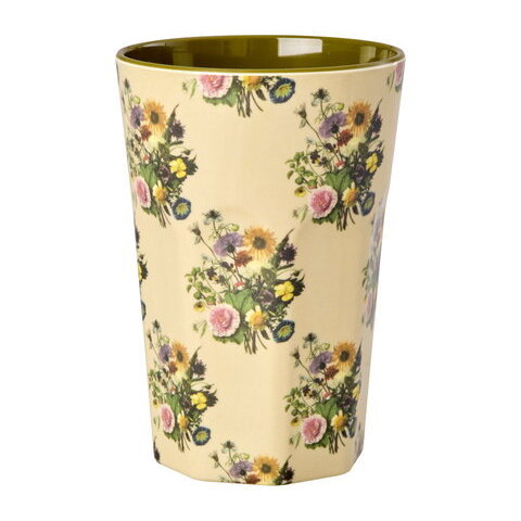 Melamin Becher "Retro Bouquet" - L (Creme)