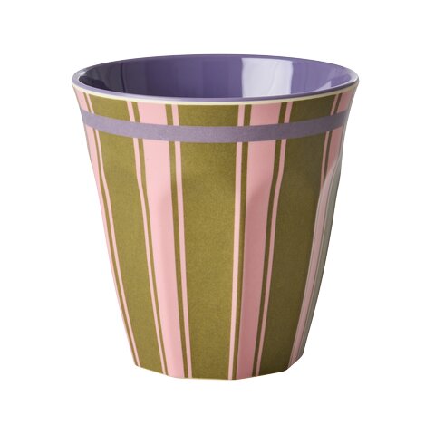 Melamin-Becher mit Streifenmuster, braun/grün/violett, M