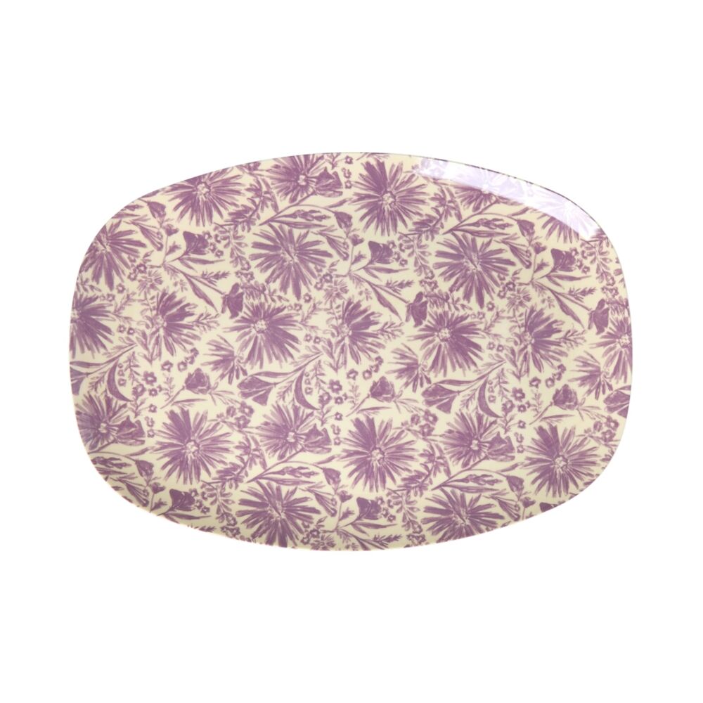 Melamin Platte rechteckig "Flower Press" - 30x22 cm (Bunt)