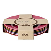 Runde Melamin-Essteller im 6er-Set, bunte Farben, in Kartonverpackung