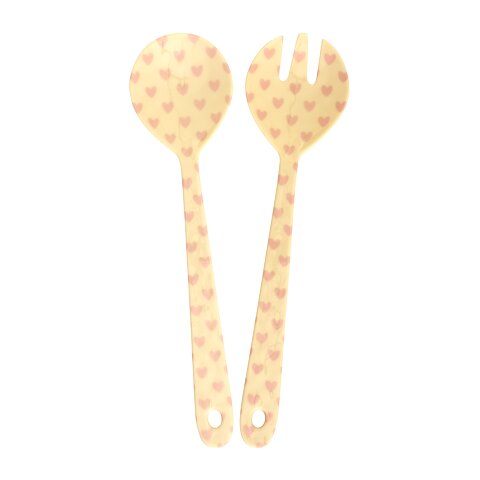 Melamin Salatbesteck "Heart" (Creme)
