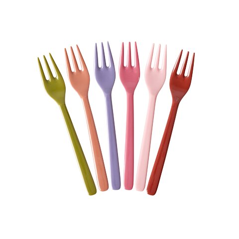 Melamin Kuchengabel im 6er-Set - 14x3 cm (Bunt)