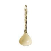 Cremefarbener Melamin-Suppenlöffel mit Blumenmotiv, Retro-Design, 27,5 cm