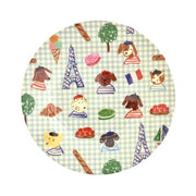 Runder Melamin-Dessertteller, blau, mit buntem Paris-Motiv: Eiffelturm, Kinder, Kuchen