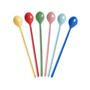 Melamin Latte-Löffel im 6er-Set, 19 cm, bunte Farben, flache Schale