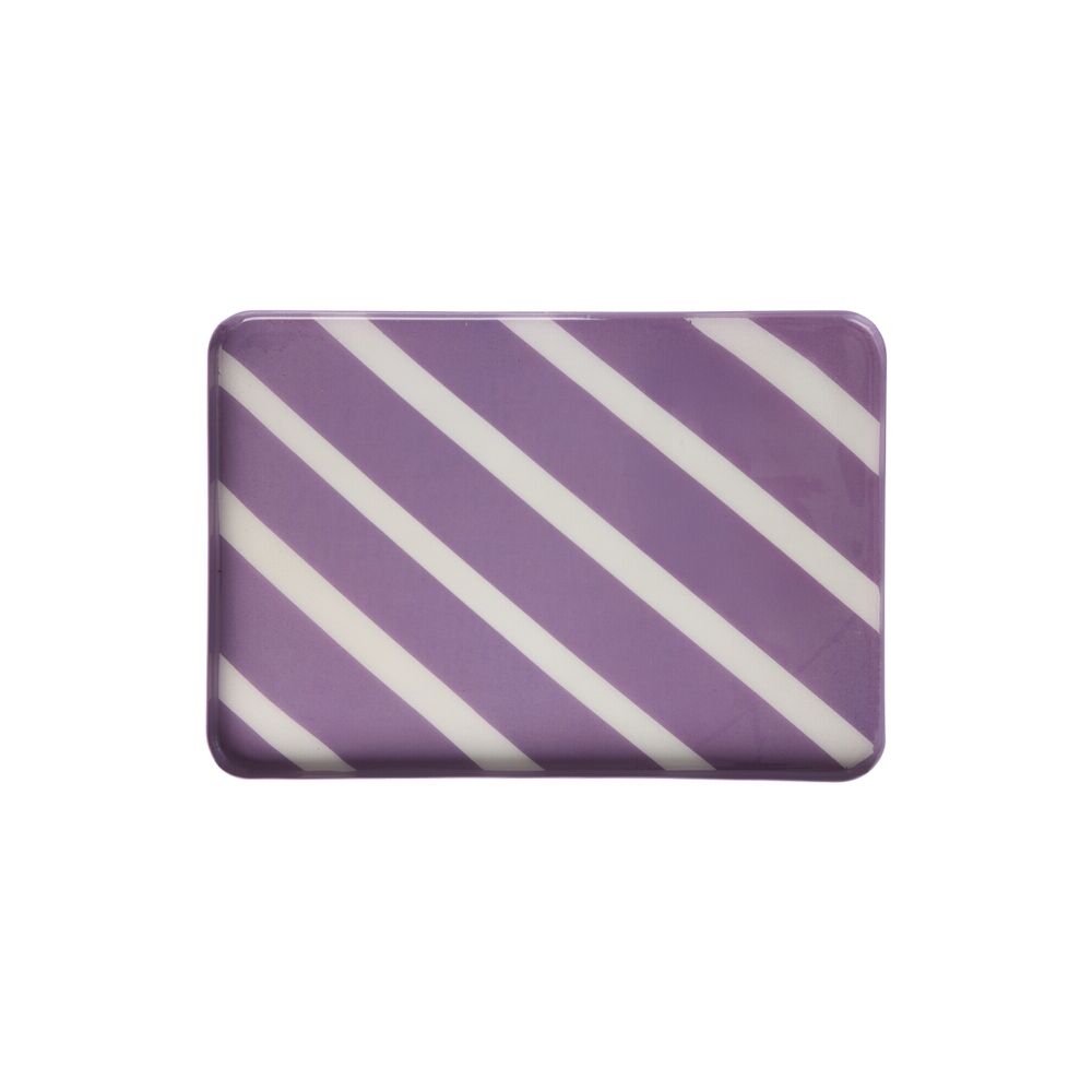 Rechteckiges Metalltablett "Stripes" - L (Weiß/Lila)